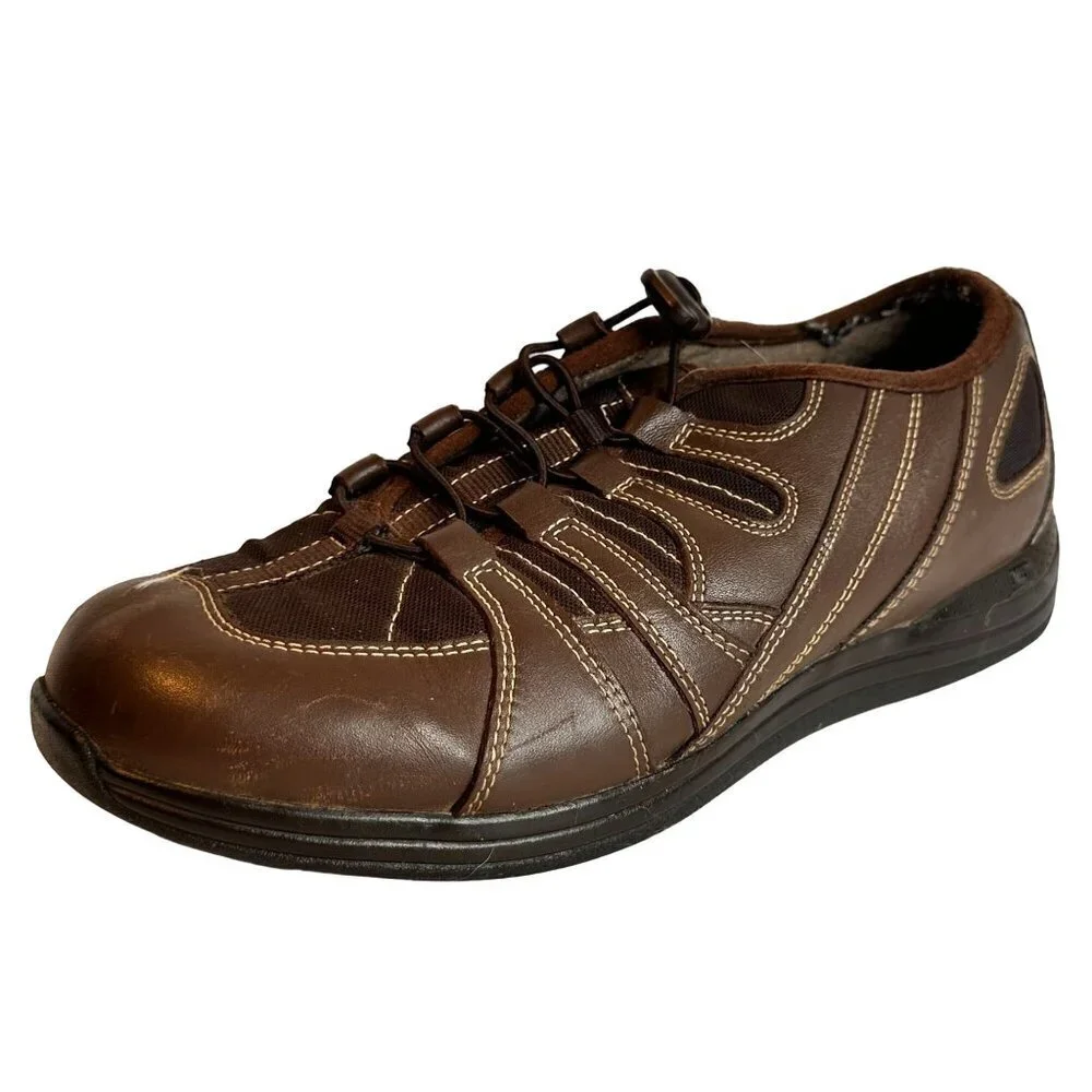 Drew Daisy Brown Leather Comfort Shoes 9.5W Casual Walking Sneakers